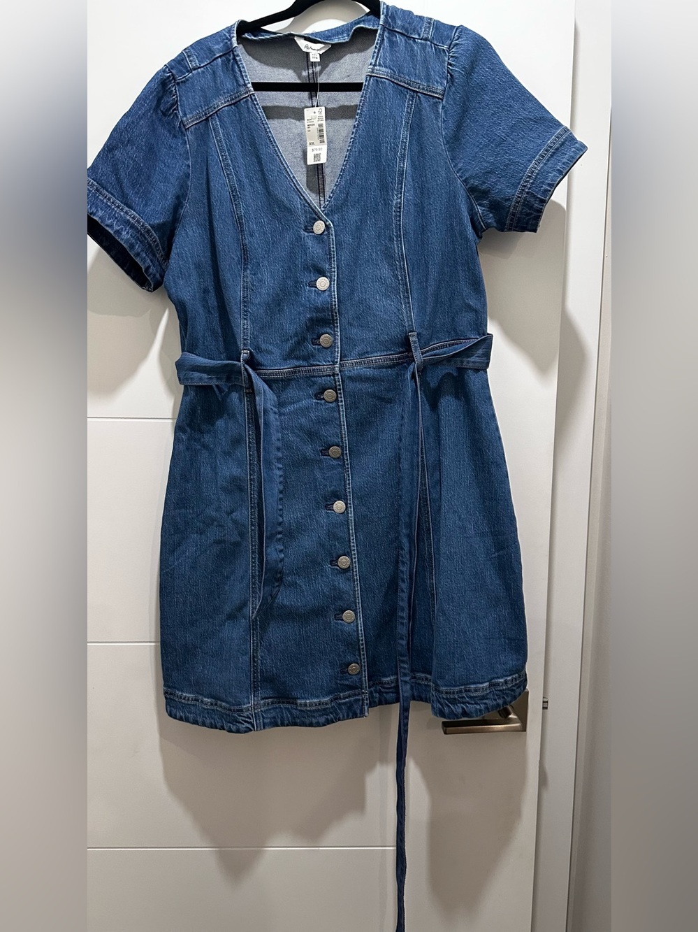 Reitmans Blue Denim Button-Front Overall Dress